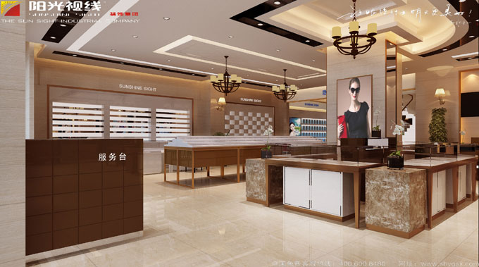 河北唐山眼鏡店服務臺/島柜裝修設計圖片