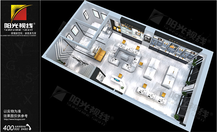 河南博視眼鏡店雙層復式結構裝修設計圖